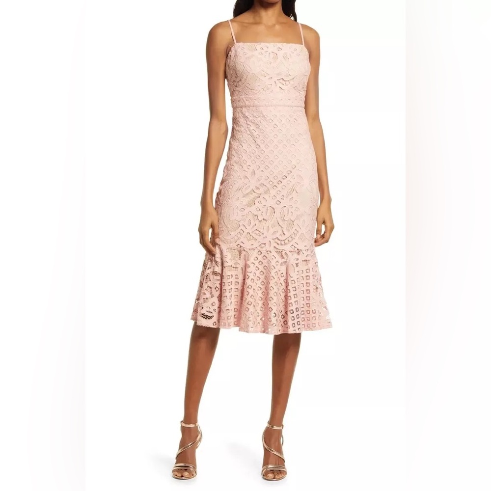Lulus dusty pink lace midi dress